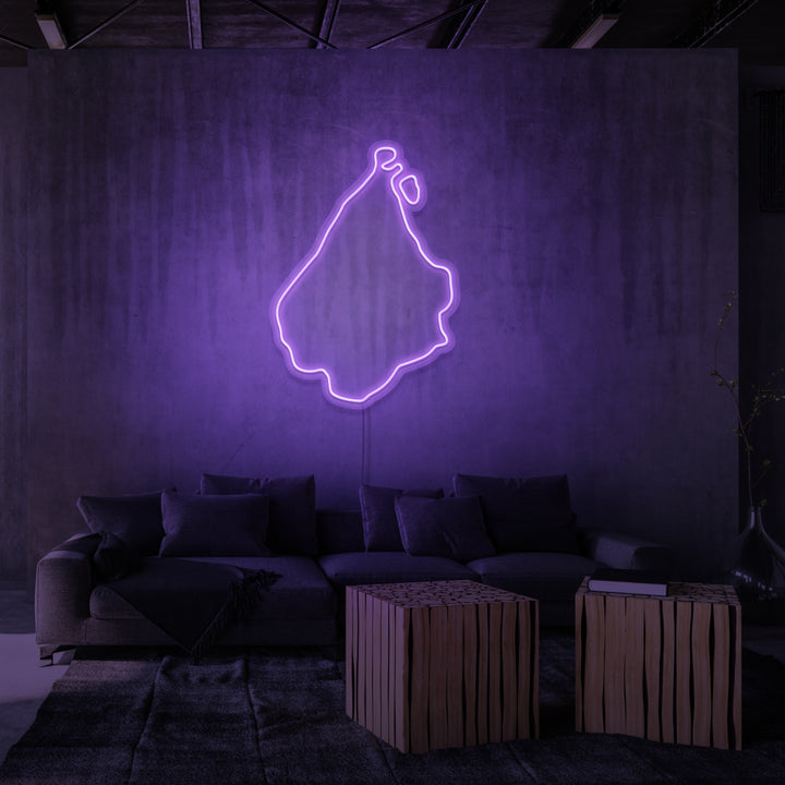 LED neonskilt med Amager i lilla